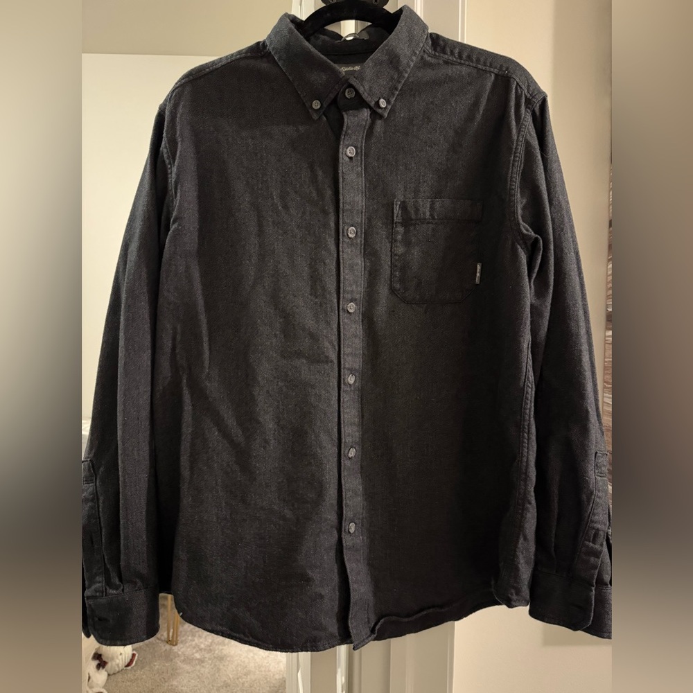 Eddie Bauer Charcoal grey houndstooth button up